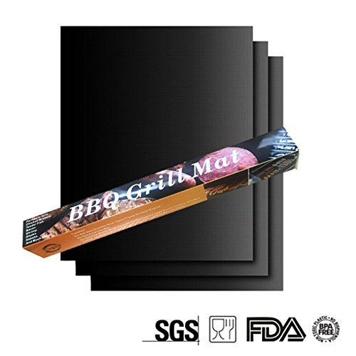 Grillmatte, Sounor 3er Set Wiederverwendbar BBQ Grill Matten aus Silikon mit Teflon Antihaftbeschichtung für bis 260°C Utensil für Gas, Kohle, Ofen, Elektrogrill, LFGB und FDA Zulassung 40×33 cm - 5