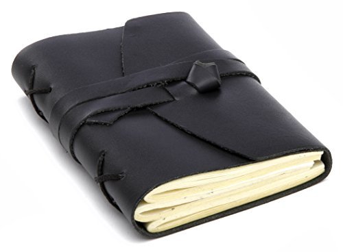 Download INDIARY carnet de notes-format a6/b3 lisse en cuir véritable et papier réalisé à 13 x 10 cm noir