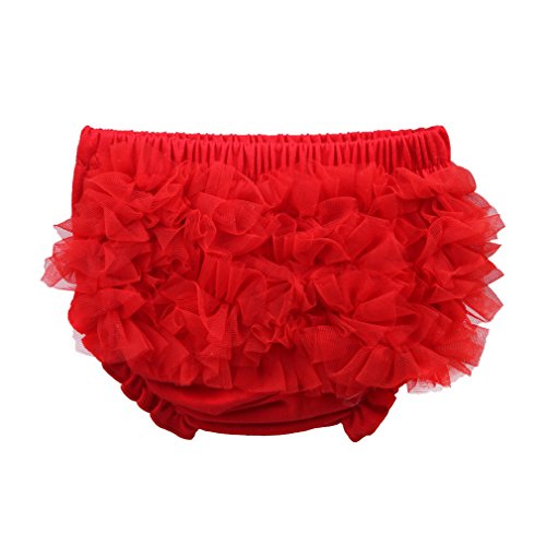 La Vogue Baby Girls Boys Ruffle Pants Knickers Bloomers Nappy Cover (M, Red)