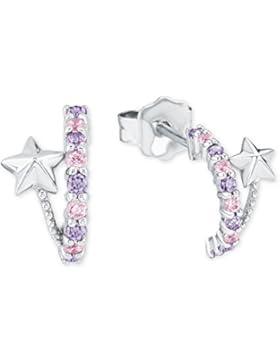 Prinzessin Lillifee Kinder-Ohrstecker Mädchen Zauberstab Stern 925 Sterling Silber Zirkonia lila rosa