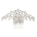 Produktbild Pixnor Frauen Krone Haarkamm, in Feder-Form mit Strass und Diamanten Silber für Braut, Verlobungsring, Abend