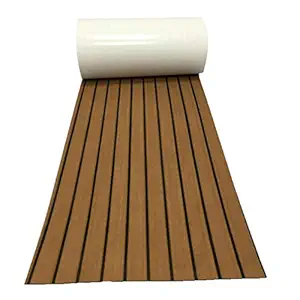 VOSAREA EVA Foam Teak Floor Decking Sheet Self- Adhesive Teak Boat Flooring Carpet Mat for Yacht