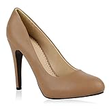 high heels braun  Elegante Damen High Heels Spitze Pumps Lack Metallic Stiletto Samt Glitzer Nieten Abend Business Schuhe 47914 Khaki 39 Flandell