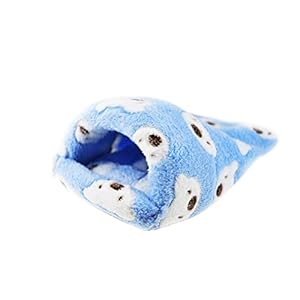 UKCOCO Saco de Dormir de Felpa Caliente para Mascotas Pequeñas, Accesorios de Cama de Jaula de Invierno de Hámster Ardilla Erizo Conejo Chinchilla – Tamaño M (Azul)