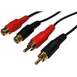 rhinocables 2 RCA Phono Extension Male Plug to Female Socket Stereo Audio Extender for Hi-Fi, DJ, Speakers, Home Theatre, HDT