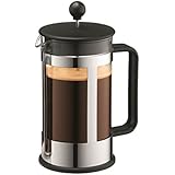 Bodum Kenya - Cafetera émbolo, acero cromado, 8 tazas, 1 l, color negro