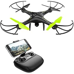 Potensic Drone con Telecamera HD, Avión con Wifi 2.4GHz FPV, RC Quadcopter Videocámara RTF Suspensión de Altura, Modo sin Cabeza, Flip 3D, U42W, Negro y Verde