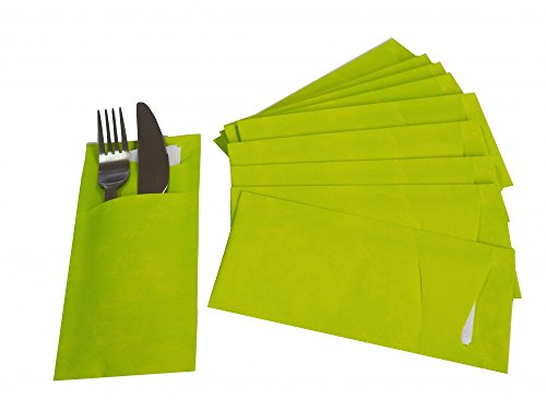10 Serviettentaschen Maigrün Tischdeko Kommunion Konfirmation Bestecktasche Deko