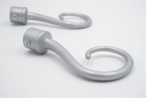 THE POLES & BLINDS OUTLET 19mm Diameter Curtain Pole Finials Ends - Crook Design - Silver - Pack of 2