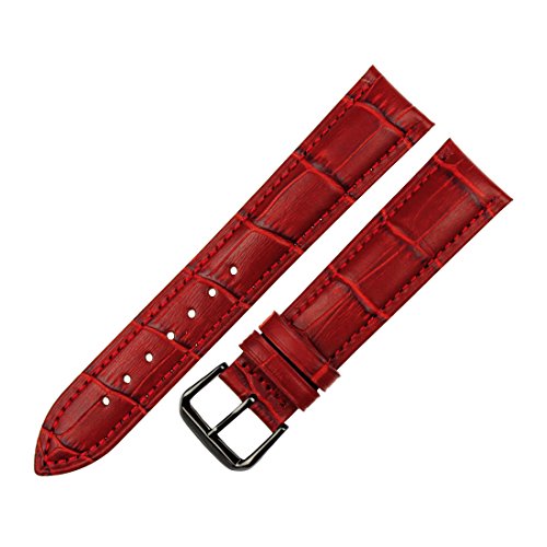 Black Alligator Crocodile Grain Leather Watch Band Strap Black Pin Buckle