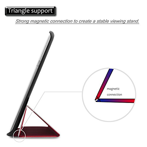 Huawei MediaPad M3 10 Lite 10 Hülle Case, Infiland Ultra Dünn Tri-Fold Muschel PU Leder Ultra Schlank Superleicht Ständer Shell Cover Schutzhülle Etui Tasche für Huawei MediaPad M3 10 Lite 10 (Rot) - 6