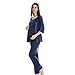 Bearsland Maternity Women's 3 Pieces Set Maternity Nursing Pajamas Blue UK Size X-Large