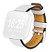Produktbild Waotier für Fitbit Blaze Armband Leder Uhrenarmbänder mit Edelstahl Verschluss Uhrarmband für Fitbit Blaze Armband Smartwatch Ersatzarmbänder Elegante Armband für Männer Damen (Weiß)