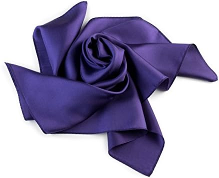 Plush Scarf, Neckerchief Dark Blue Plain Colour in Luxurious Twill Silk, Very Elegant