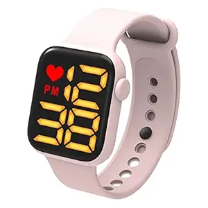 MANDAVIYA Creation Digital Dial LED Display Smart Design Kids Watch for Boys & Girls (Peach)