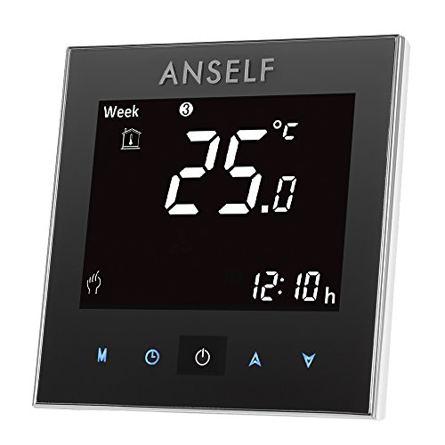 Anself Programmierbarer Raumthermostat Temperaturregler mit LCD Touchscreen Fußbodenheizung Wasserheizung
