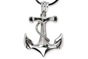 Toms-Silver Anhänger großer Anker Anchor Edelstahl mit Lederband Länge 5,7cm
