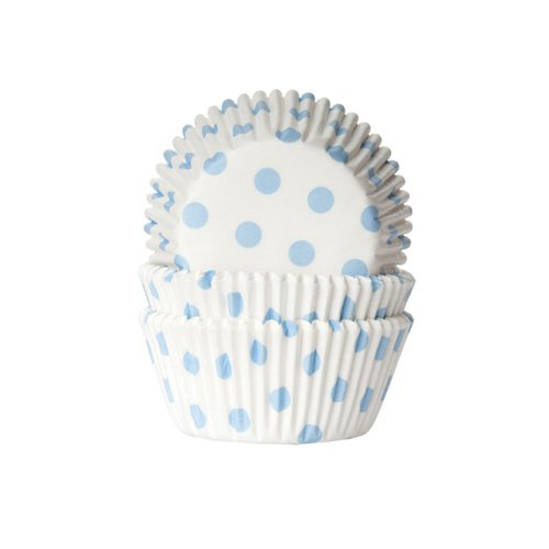 50 Polka Dot Muffinförmchen weiß hellblau