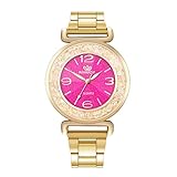 LuckhomeDamen Multi Zifferblatt Quarz Uhr mit Edelstahl ArmbandAnaloge Quarz-Armbanduhr der Art- und Weisefrauen-Kristalledelstahl（heißes Rosa）