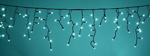 AVL283 - 8 METRE CYAN OUTDOOR HEAVY DUTY 300 LEDs ICICLE STRING LIGHTS W/ CONTROLLER &amp; PRE-PROGRAMMED SEQUENCES