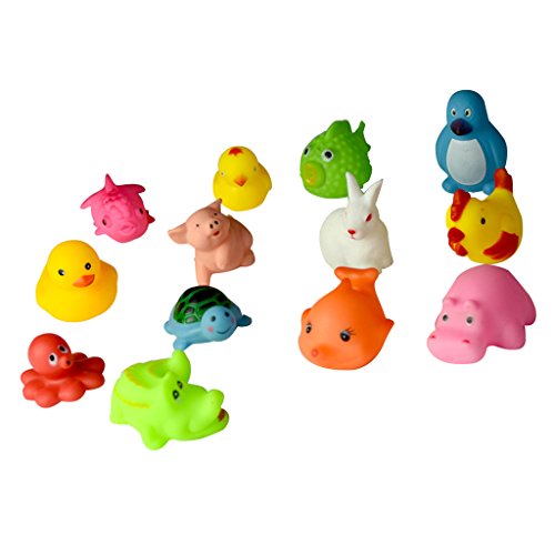 Gazechimp 13pcs/Set Baby Wasserspielzeug Badspielzeug Tiere mit Pfeife für Pool Badewanne Badzimmer Badespaß - 7