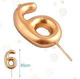 100% nuevo y de alta calidad COLOR PARTY Vela de Cumpleaños Número 0-9，？，Dorado, 6CM (Vela 6)