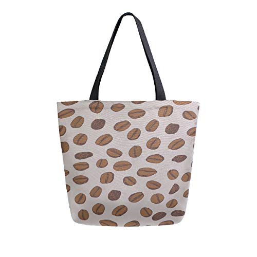 Preisvergleich Produktbild Kaffeebohnen Duftende Tragbare Große Doppelseitige Casual Canvas Tragetaschen Handtasche Schulter Wiederverwendbare Einkaufstaschen Reisetasche Für Frauen Männer Lebensmittelgeschäft Reise