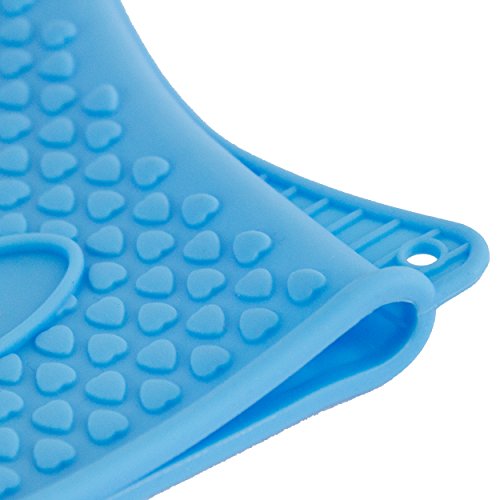Silikon Handschuhe in blau | Grillhandschuhe · Ofenhandschuhe · Topfhandschuhe | Schutzhandschuhe mit Noppen in Herzform | 2er Set - 6