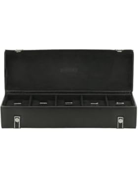 Friedrich|23, Uhrenkasten, Für 5 Uhren, Echtleder, 33 x 10,7 x 8,5 cm, Abschließbar, Glasdeckel, London, Schwarz...