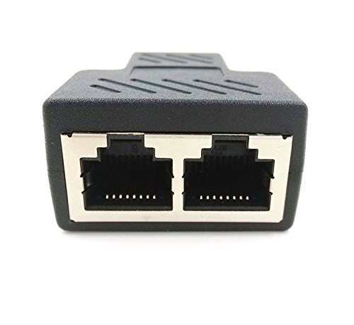maxhood RJ45 Buchse auf Buchse Netzwerk Anschluss Adapter 1 zu 2 Dual Weiblich Port Cat 5/Cat 6 LAN Ethernet Buchse Stecker Adapter (nur One Port verarbeitungsfähig AT A TIME) – Schwarz - 6
