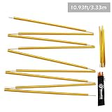 Azarxis Tent Pole Repair Kit Reemplazo del kit de soporte Splint Varillas de aluminio Postes de repuesto ajustables Accesorios para Camping Hiking Backpacking Tent (Oro - 3,33 m)