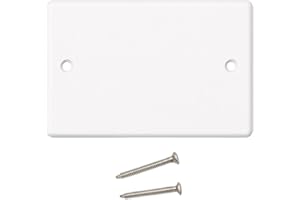 DRUT 1pcs Dual, 2 Gang Blanking Plate Cover Faceplate for Electrical Sockets Back Box White, with Screws