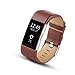 Produktbild Armband für Fitbit charge 2, FNKDOR Fitbit charge 2 Smart Watch Leder Band Wechselarmband Ersatzarmband Uhrenarmband (Braun)