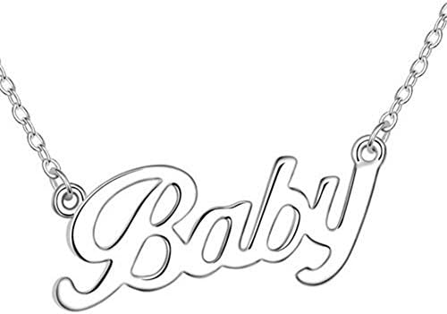 Women Necklace Juily Vintage Fashion BABY Letter Choker Necklace Plated Necklace Accessory (Silver)