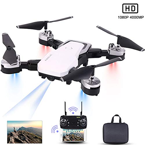 Abblie Drone con Camara HD, Drones para Niños con Camara 1080P 4K Cámara Full HD WiFi FPV, Volando por 20 Minutos/Foto Gestual/Altitude Hold/Sensor de Gravedad, Apto para Principiantes(Blanco)