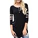 Produktbild Damen Langarmshirt, iHee Frauen O-Ausschnitt Langärmeliges Lose Bluse Casual Shirt Sommer Tops T-Shirt (L, Schwarz)