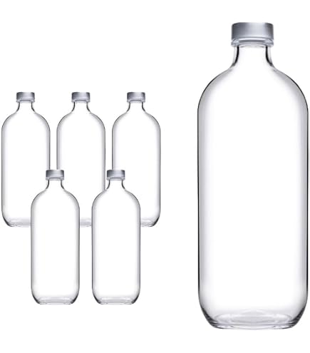 Bottiglia D'Acqua In Vetro Da 1 Litro Con Tappo A Vite - Set Da 3, Design Vintage