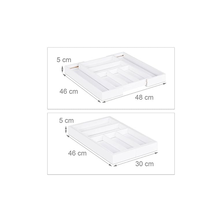 Relaxdays Besteckkasten Schublade, ausziehbar, variable Breite, 5 - 7