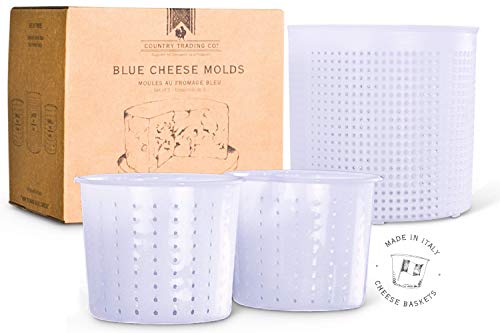 Juego de 3 moldes para hacer quesos en casa - Cestas italianas de calidad para hacer 1,5 kg Gorgonzola y 2 x 1 kg para hacer queso Colby Gouda Cheddar o DIY orgánico de nueces veganas