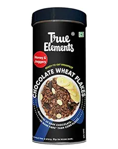 True Elements Chocolate Wheat Flakes 325gm - Wheat Choco Flakes | No Added Sugar | Flakes for Breakfast | Healthy Cereal