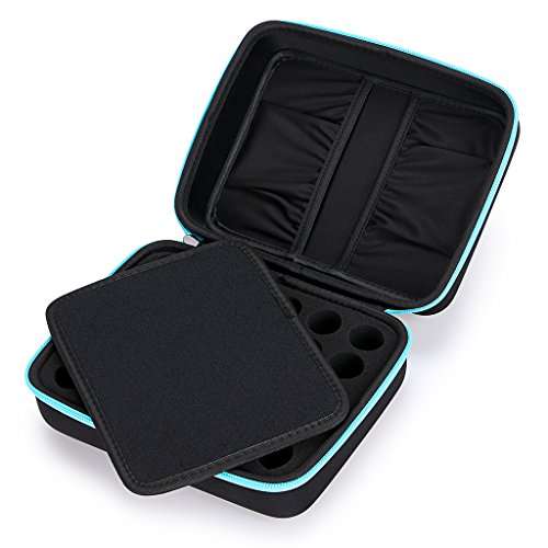 btsky 30 Flaschen Langlebig und wasserdicht Hard Shell EVA-ätherischen Ölen Griff Tragetasche Nagellack-Aufbewahrungsbox Schaumstoffeinlage Organizer schwarz/blau - 3