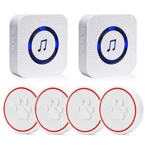ChunHee Dog Doorbell for Potty Training Doggie Door Bell for Doggie Puppy Cat Door Training Wireless Waterproof Touch Type Button for Communication (2 Receivers and 4 Transmitters)