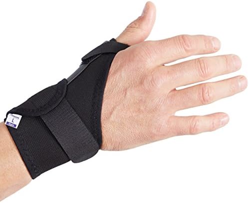 Actesso Elasticated Thumb Support Brace - Ideal for Thumb Pain Relief from Sprains, Tendonitis or Fractures (Black, Large Right)