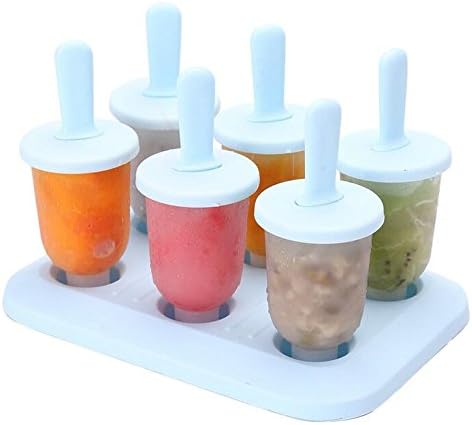 Ericoy Popsicle Molds Ice Pop Moulds Ice Pop Maker, Set of 6, Blue