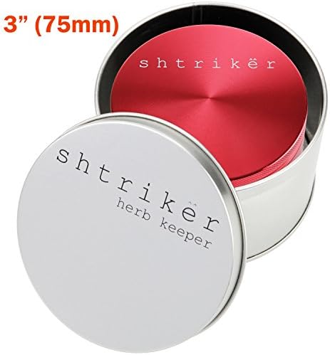 Extra Large Herb Grinder 3.0" 75 mm Tobacco Spice 4 Piece Metal Herb Grinder Including Tobacco Herb Leaf Tin Box Red