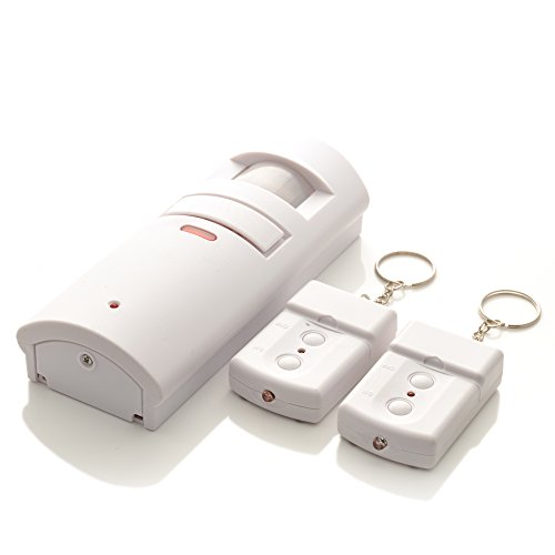 Preisvergleich Produktbild iProtect drahtloser Alarm elektronischer PIR-Bewegungssensor mit 2 Fernbedienungen Einbruchschutz mit Sirene