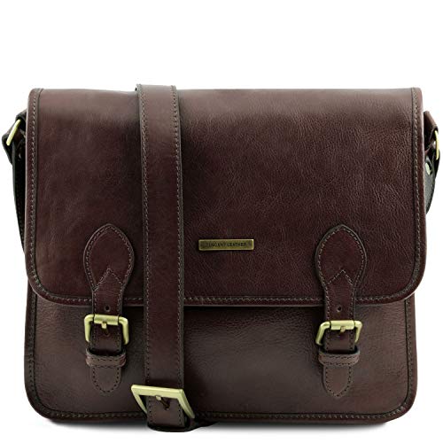 Preisvergleich Produktbild 98141288 - TUSCANY LEATHER: Postman - Leder Messenger Tasche, Dunkelbraun