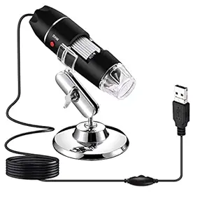 Microware 1000X Zoom 2MP 8 LED USB Digital Microscope Zoom Camera Magnifier + Stand Holder Black