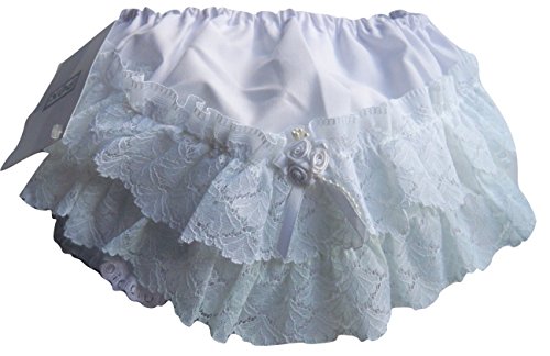 Baby Girls Frilly Pants, Frill Back Knickers Nappy Cover Knickers Christenings and Weddings Sizes 0-18 Months (Small 0-6 Months) White