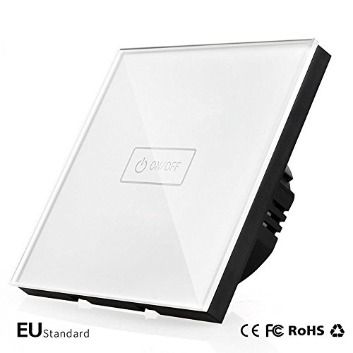 HOMMINI LED Touch Lichtschalter Funktioniert für Fernbedienung Glas Touchscreen LED Lichtschalter Licht Wandschalter Touch Panel Schalter 170-240V - Weiß （Nein...